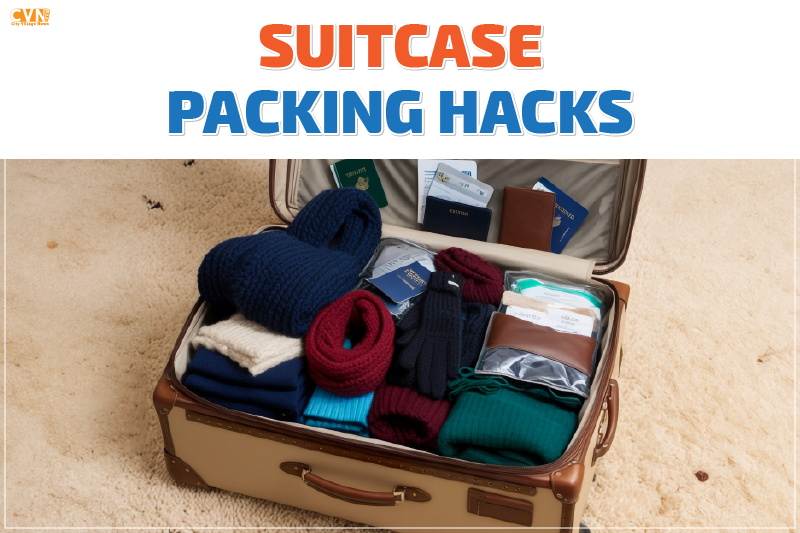 Travel packing suitcase organizing hacks