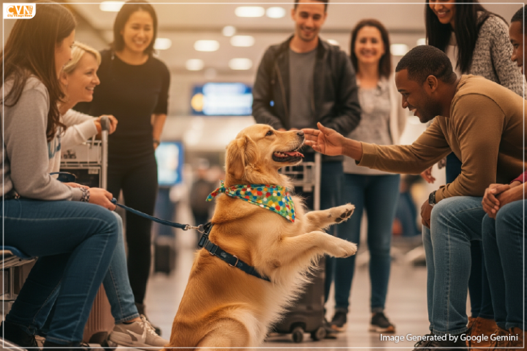 therapy dog program at Hyderabad Airport